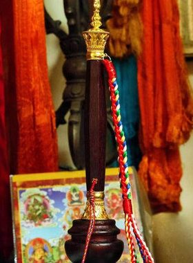 格萨尔王权杖实木底座木头底座高约11.5cm