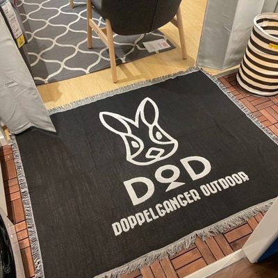 DOD黑底白兔户外帐篷露营室内布置床头毯沙发盖毯休闲毯装饰地毯