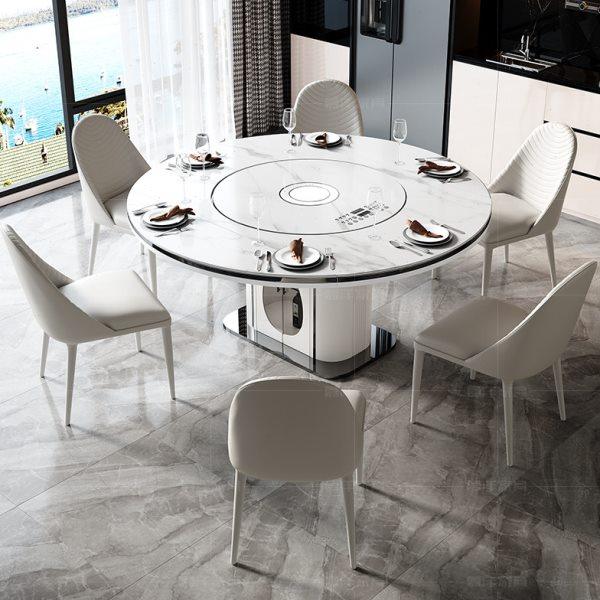 电磁炉餐桌一体轻奢现代简约岩板餐桌椅组合带暖菜转盘家用小户型,住宅家具,岩板餐桌,淘宝优惠券,粉丝福利购,淘宝优惠卷