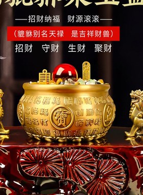 招财进宝摆件家用旺宅p家中玄关客厅明财位装饰貔貅聚宝盆生财聚
