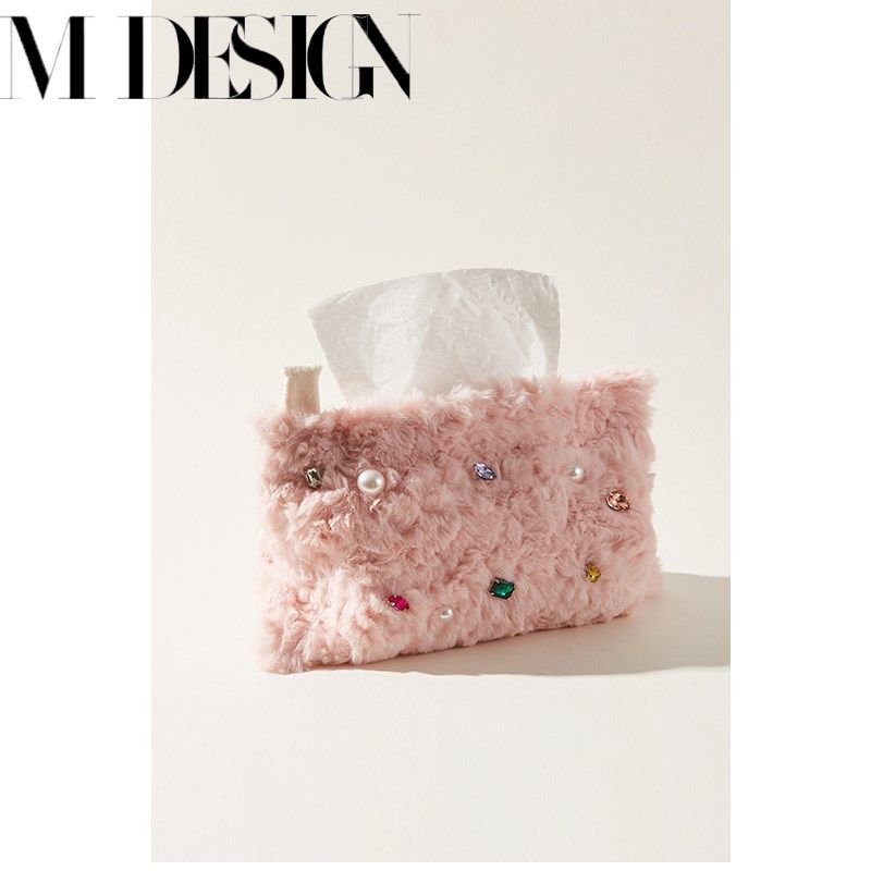 MDESIGN 创意家居毛绒镶钻纸巾袋家具客厅O卧室抽纸盒纸巾抽纸巾
