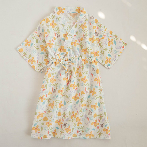 夏季日式和服全棉双层纱布儿童女童短袖睡裙纯棉睡衣薄女孩汉服裙