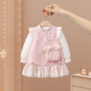 童装女童裙子春秋款2025新款洋气儿童开春连衣裙女宝宝公主两件套