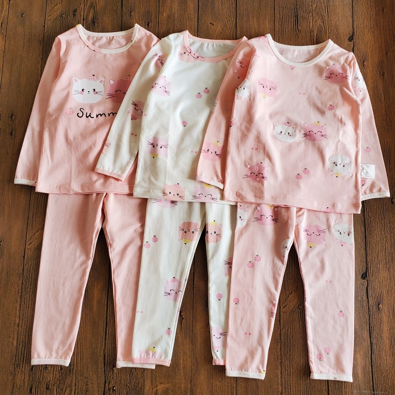 女童宝宝纯棉内衣套组家居内衣A类无萤光弹力薄款打底秋衣卫生裤