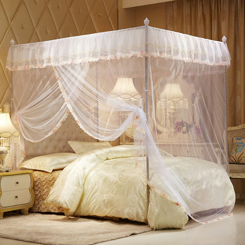 宫廷蚊帐1.8m床落地简约1.5米老式方顶传统蚊帐加密加厚2.0x2.2纹