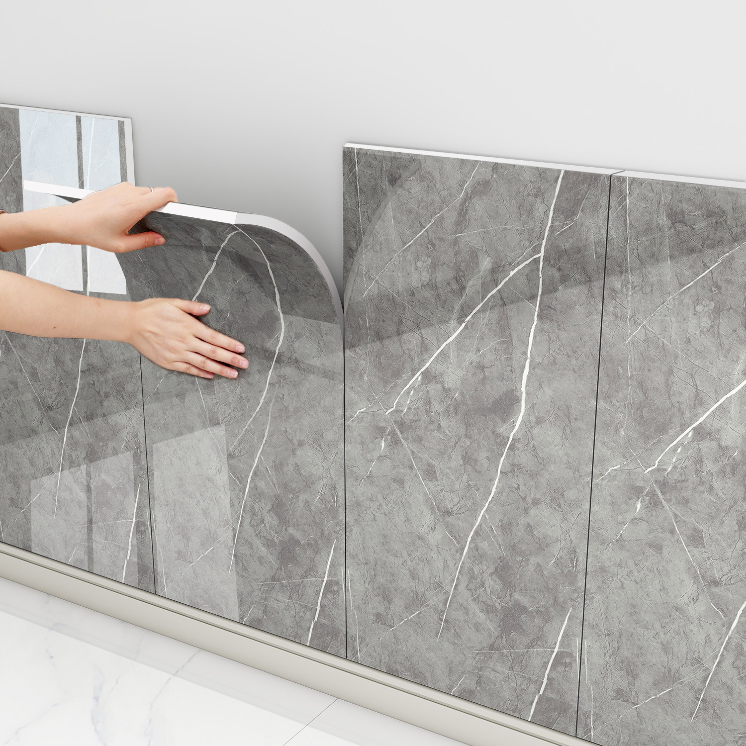 墙裙贴纸自粘pvc护墙板仿大理石瓷砖墙贴防水墙围墙面装饰铝塑板,家居饰品,瓷砖贴,淘宝优惠券,粉丝福利购,淘宝优惠卷