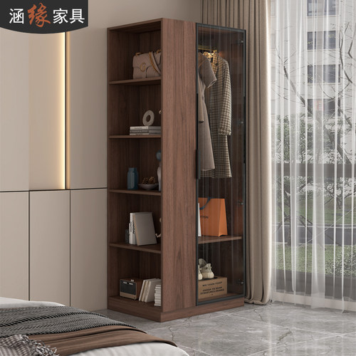 现代简约衣柜家用卧室小户型衣帽架落地式衣橱床边收纳储物柜7A68