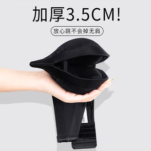 防滑无肩带内衣女小胸聚拢显大加厚文胸一字肩婚纱隐形黑色抹胸罩