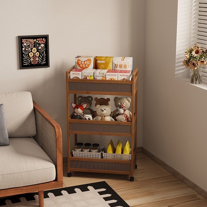 移动书架置物架落地多层带轮客厅卧室宿舍儿童小书柜小推车收纳架