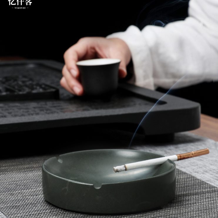 忆仟客复古烟灰缸创意个性石材潮流家用客厅办公室茶几装饰品摆件