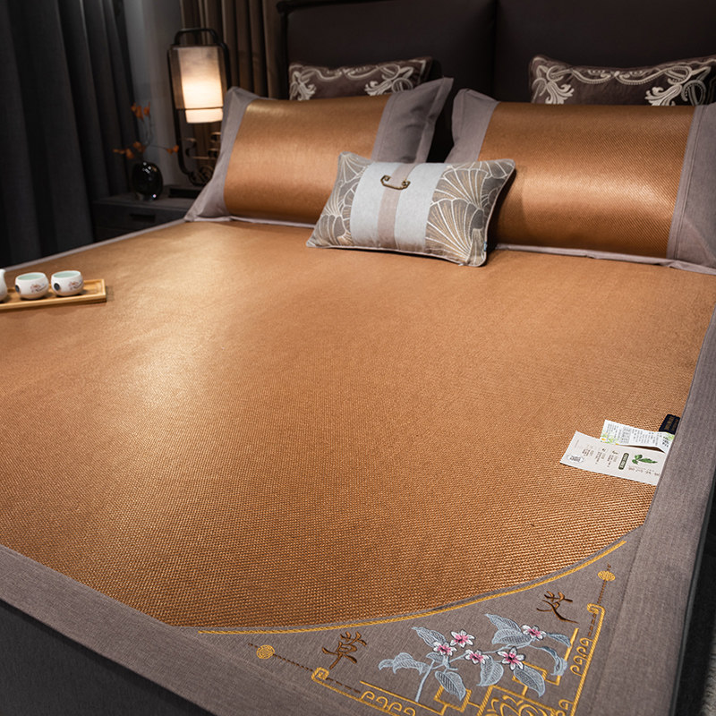 2024新款养生凉感冰藤席夏季双面冰丝凉席家用夏天空调席子三件套,床上用品,藤席,淘宝优惠券,粉丝福利购,淘宝优惠卷