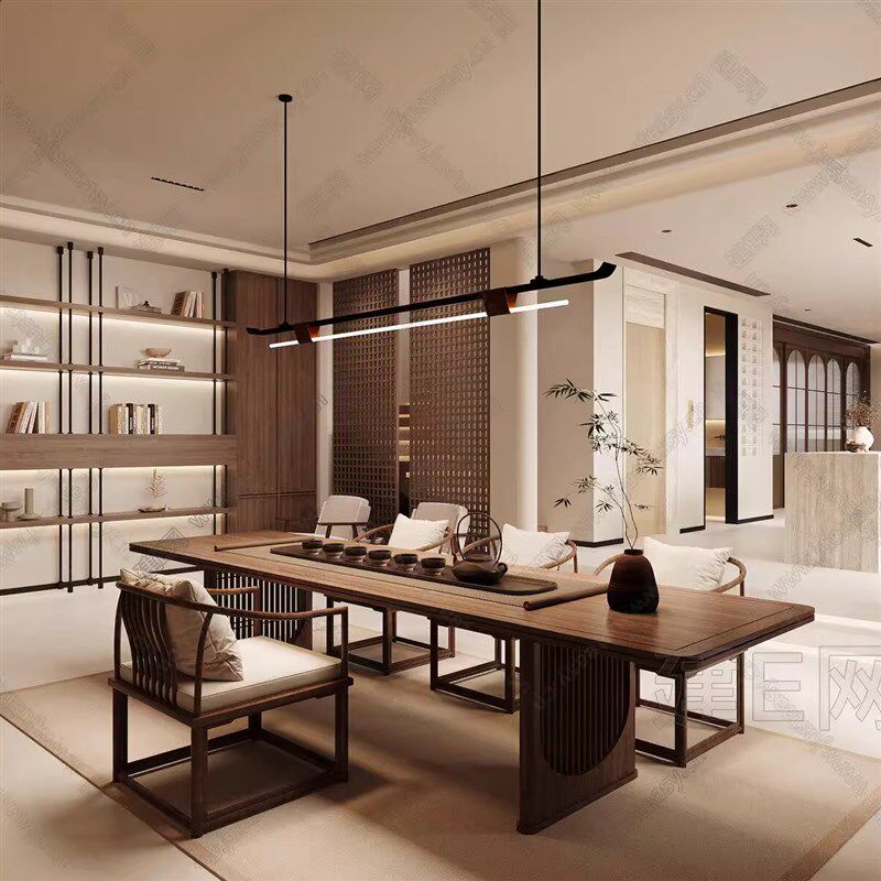 新中式茶桌椅组合白蜡木茶室办公禅意功夫泡茶台茶室办公实木茶桌