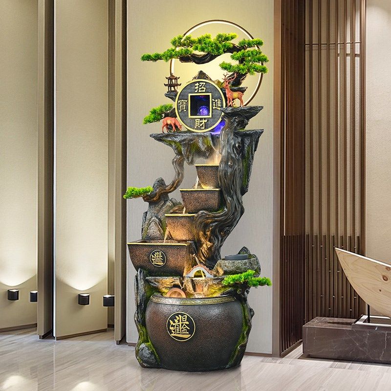 招财假山流水生财落地摆件循环水聚宝盆办公室客厅风水轮装饰水景,家居饰品,落地摆件,淘宝优惠券,粉丝福利购,淘宝优惠卷