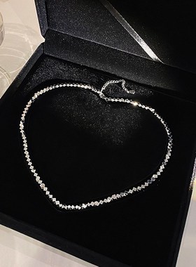 碎银小石子项链女小众设计感高级毛衣链2023年新款潮酷锁骨链
