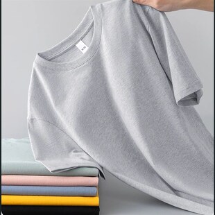 2023新款纯棉t恤230g新疆棉花重磅圆领T恤厚实不透纯白短袖基础款