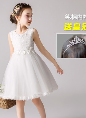 儿童礼服公主裙夏天女童连衣裙小女孩蓬蓬裙表演白纱裙洋气花童裙