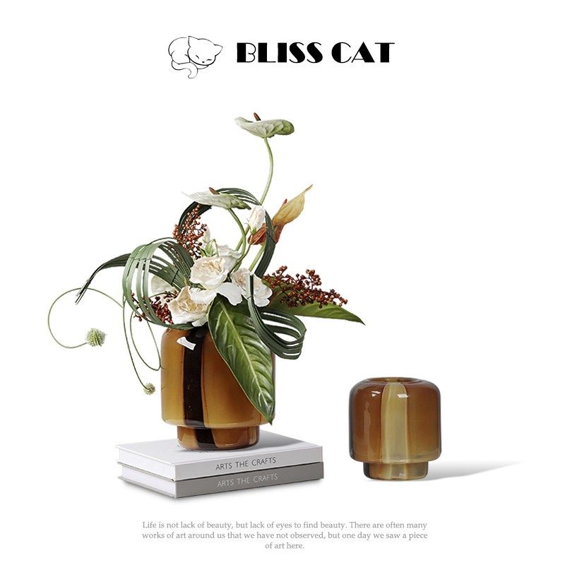 现代轻奢水养玻璃花瓶花艺样板房客厅餐桌花器插花设计感软装摆件,家居饰品,花瓶,淘宝优惠券,粉丝福利购,淘宝优惠卷