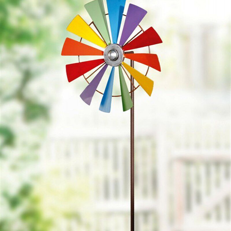 美式乡村铁艺风车植物爬藤架户外庭院花园创意花架旋转摆件装饰
