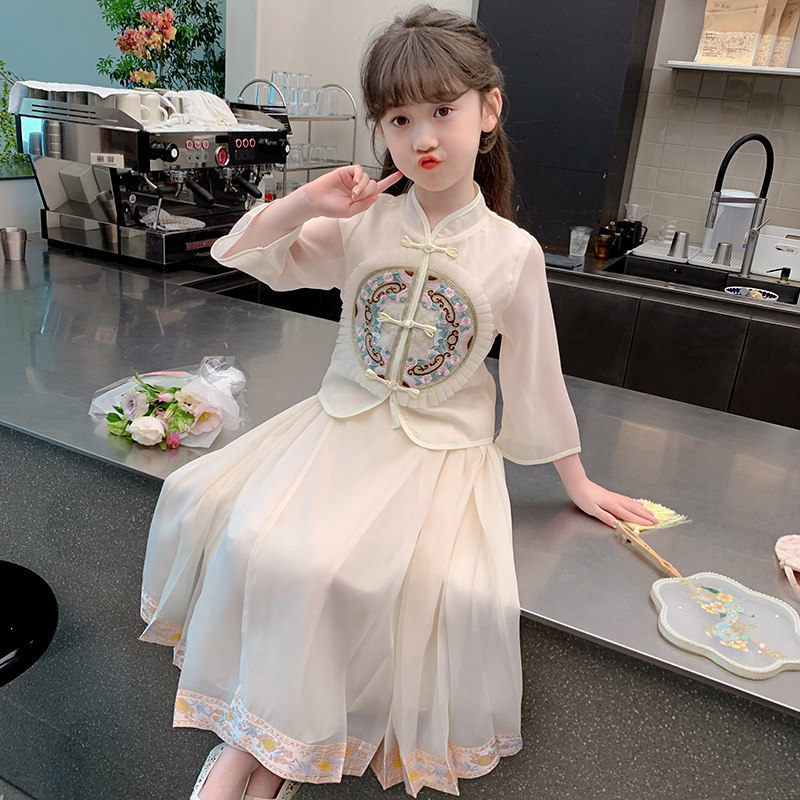 女童马面裙套装2025新款夏季儿童汉服新中式国风女孩洋气裙子夏装