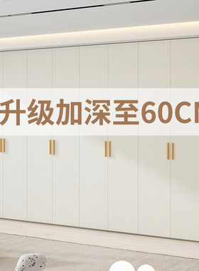 定制一门到顶60cm深度衣柜家用卧室平开门简约主卧实木拉手大衣橱