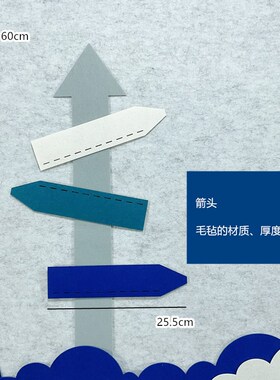 幼儿园家园联系环境布置配件不织布无纺布蓝色系箭头标识墙贴贴饰