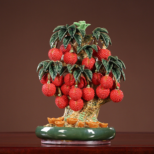 石湾陶瓷公仔荔枝摆件盆满钵满客厅玄关酒柜桌面摆设开业乔迁礼品