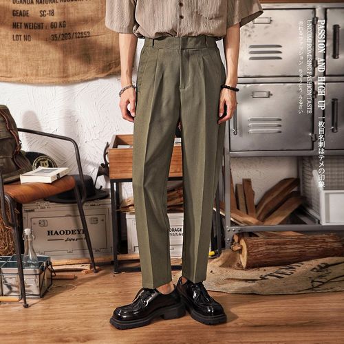 垂坠感西裤男士春夏季薄款直筒修身阔腿休闲裤子男潮牌显瘦九分裤