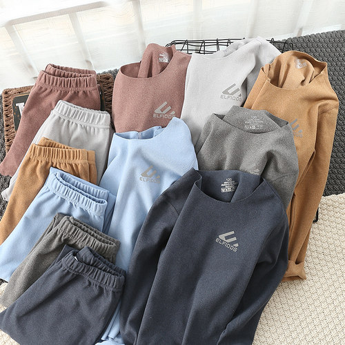 双面磨毛无骨缝制儿童德绒无痕保暖套装家居男童秋衣秋裤宝宝睡衣