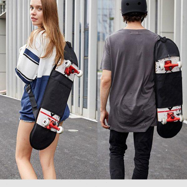 8.0双翘加厚滑板包滑板袋四轮滑板背包单肩斜跨滑板包带网