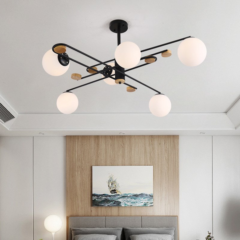 北欧风格吊灯客厅餐厅简约现w代家用灯饰创意个性实木新款卧室灯