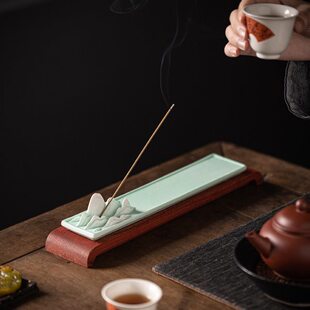 窑变釉佛具陶瓷粗陶香千里江家用香插香薰炉香线香道山炉座摆件