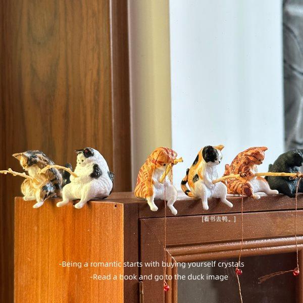 「无聊了 看看小猫钓鱼 好天气」钓鱼猫治愈创意摆件桌面装饰礼物,饰品/流行首饰/时尚饰品新,摆件,淘宝优惠券,粉丝福利购,淘宝优惠卷