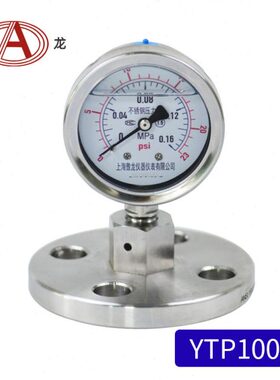 压力表法兰膜10M0ND隔YTPDN5025 F  四氟L膜压力表 片不锈钢M