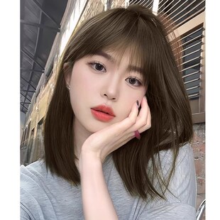 减龄中短发假发女全头套式层次感减龄锁骨真发中长发自然假发套