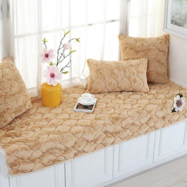 飘窗垫欧式窗台垫毛绒防滑卧室公主榻榻米垫子阳台垫简约现代定做