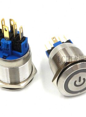 形11电源标志不锈钢Q金属按钮开关Z自锁6P-佳D12V脚带灯环一G22