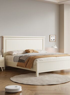 主卧卧室床储物床大床20现代简约1.8米双人床2200白色实木床北欧x