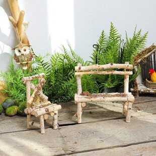 园区户外花园幼儿园角森系田园摆件别墅摆设庭院木椅装饰植物景观