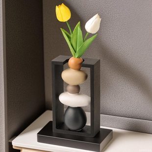 创意简约陶瓷花瓶客厅插花斗柜摆件石来运转家居玄关餐桌装饰品