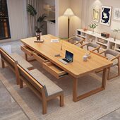 实木大书桌带抽屉大板长桌阅读区多人学习写字桌家用办公桌写字台