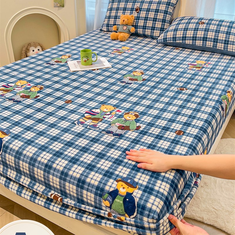 牛奶绒床笠单件加厚加绒床罩v床垫套家用单人珊瑚绒床垫防尘保护