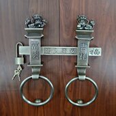 仿古纯铜门栓中式 门铜插销加大庭院 门闩复古大门黄铜锁扣户外明装