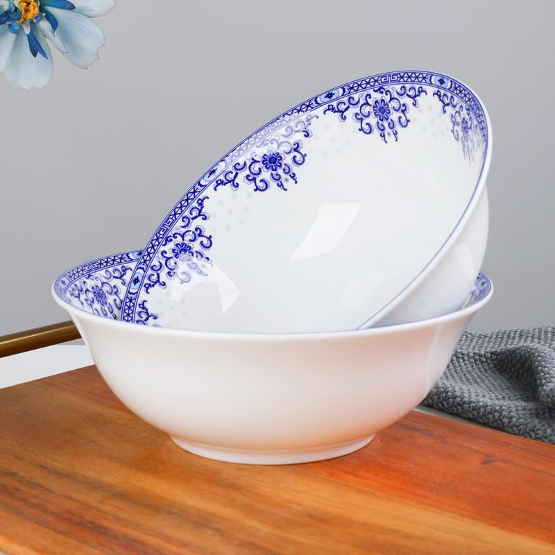 青花釉下彩斗笠碗骨瓷饭碗拉面碗陶瓷大汤碗反口碗家用菜碗粥碗