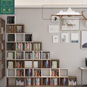 简约现代书柜书架组合卧室阳台百变格子书橱定制博古架储物展示柜