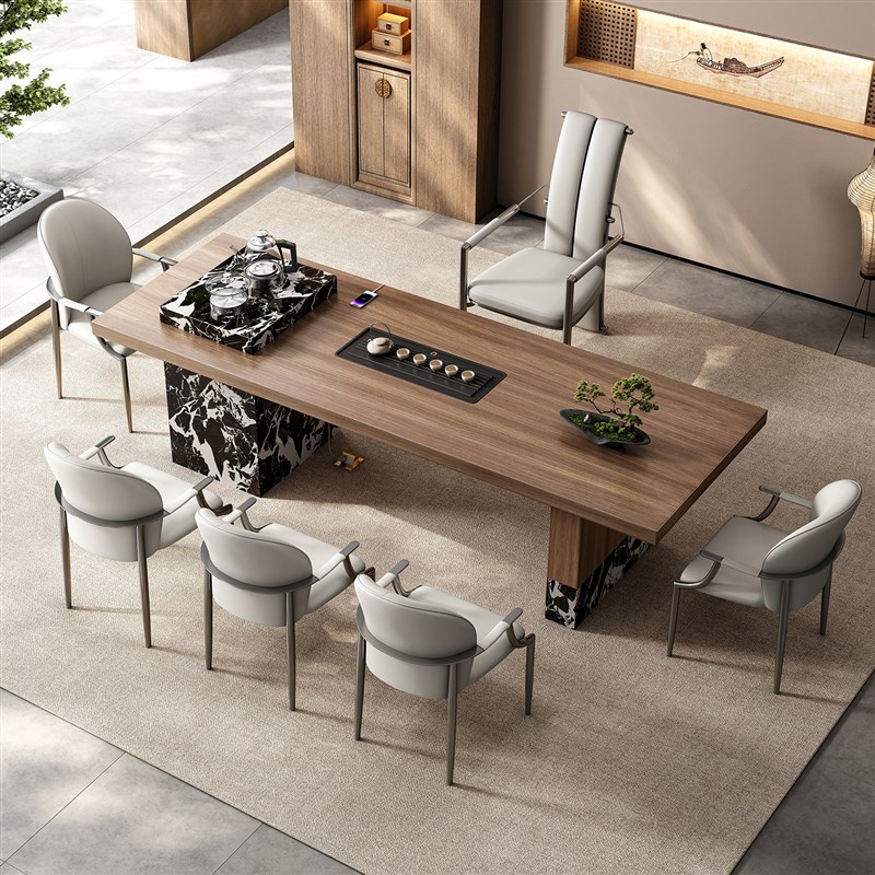 现代简约a高级感家用泡茶台茶桌椅组合茶桌木纹茶桌轻奢茶桌椅组