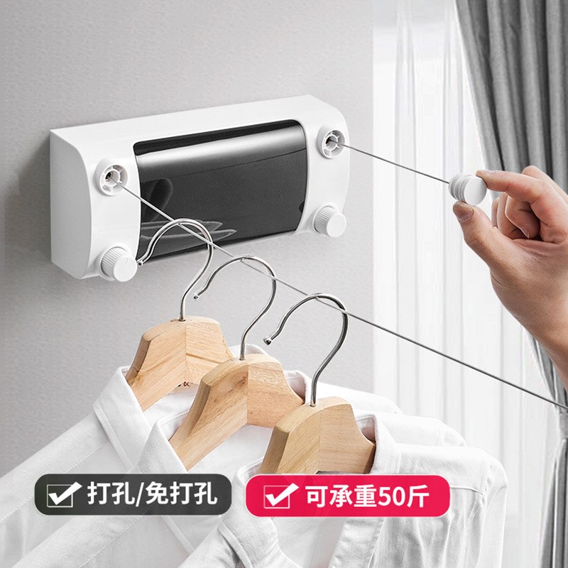 阳台隐形收缩晾衣绳晒被子免打孔晾衣G神器室内伸缩晾衣架酒店浴