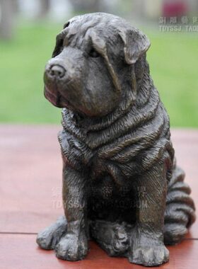 铜雕塑可爱的小狗宠物爱家居饰品电视酒柜玄关展示架办公室摆件