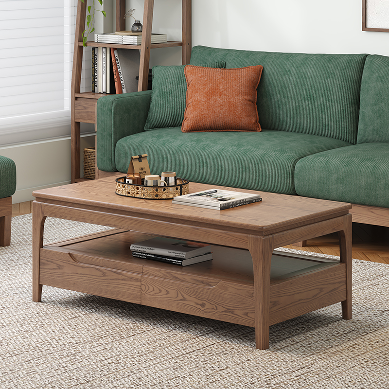 北欧实木茶几电视柜组合现代简约小户F型客厅1.2米茶桌白蜡木家具