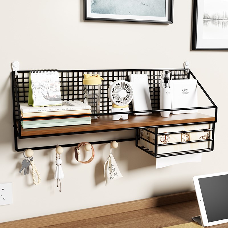 免打孔墙上置物架床头宿舍神器z挂篮卧室好物墙面隔板墙面收纳架