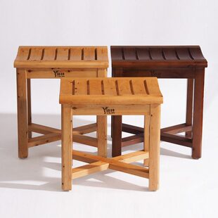木凳高凳曲面实木家用浴足凳洗澡防滑凳防水防腐冲淋椅化妆凳餐凳